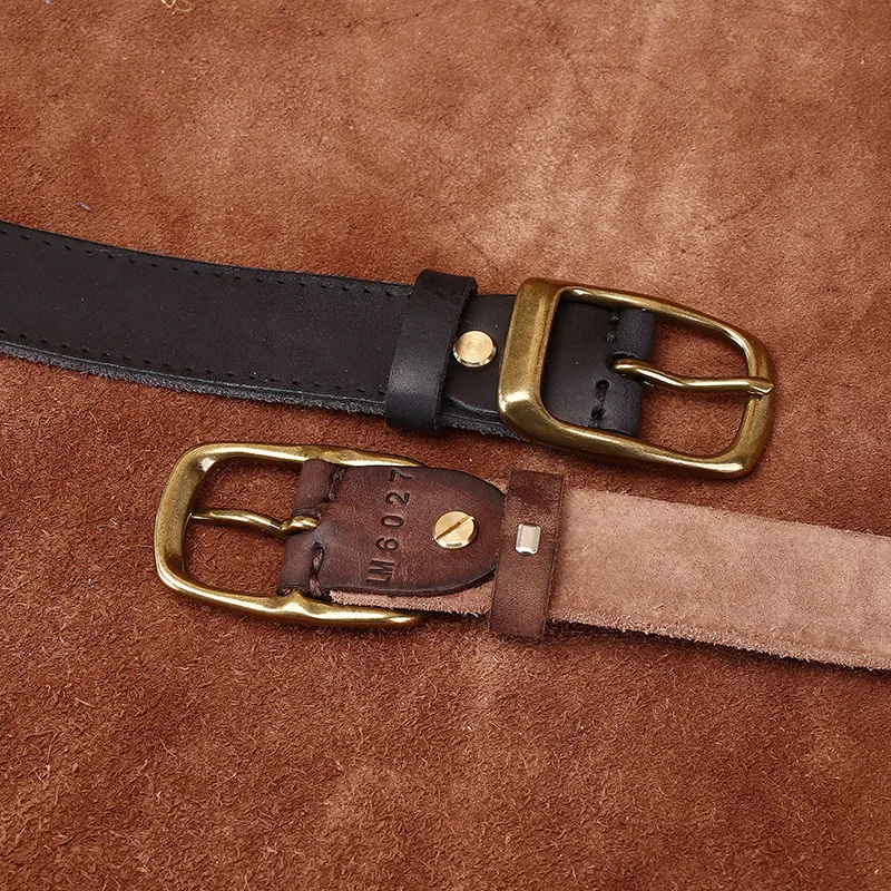 Top layer cowhide pin buckle belt men's retro washed distressed trend casual handmade genuine leather men's jeans belt