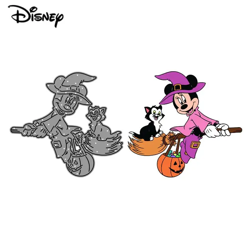 Matrices de découpe en métal pour Halloween, sorcière Minnie Mouse, pochoirs de dessin animé Disney pour bricolage, décor de Scrapbooking, modèle de matrices artisanales en gaufrage