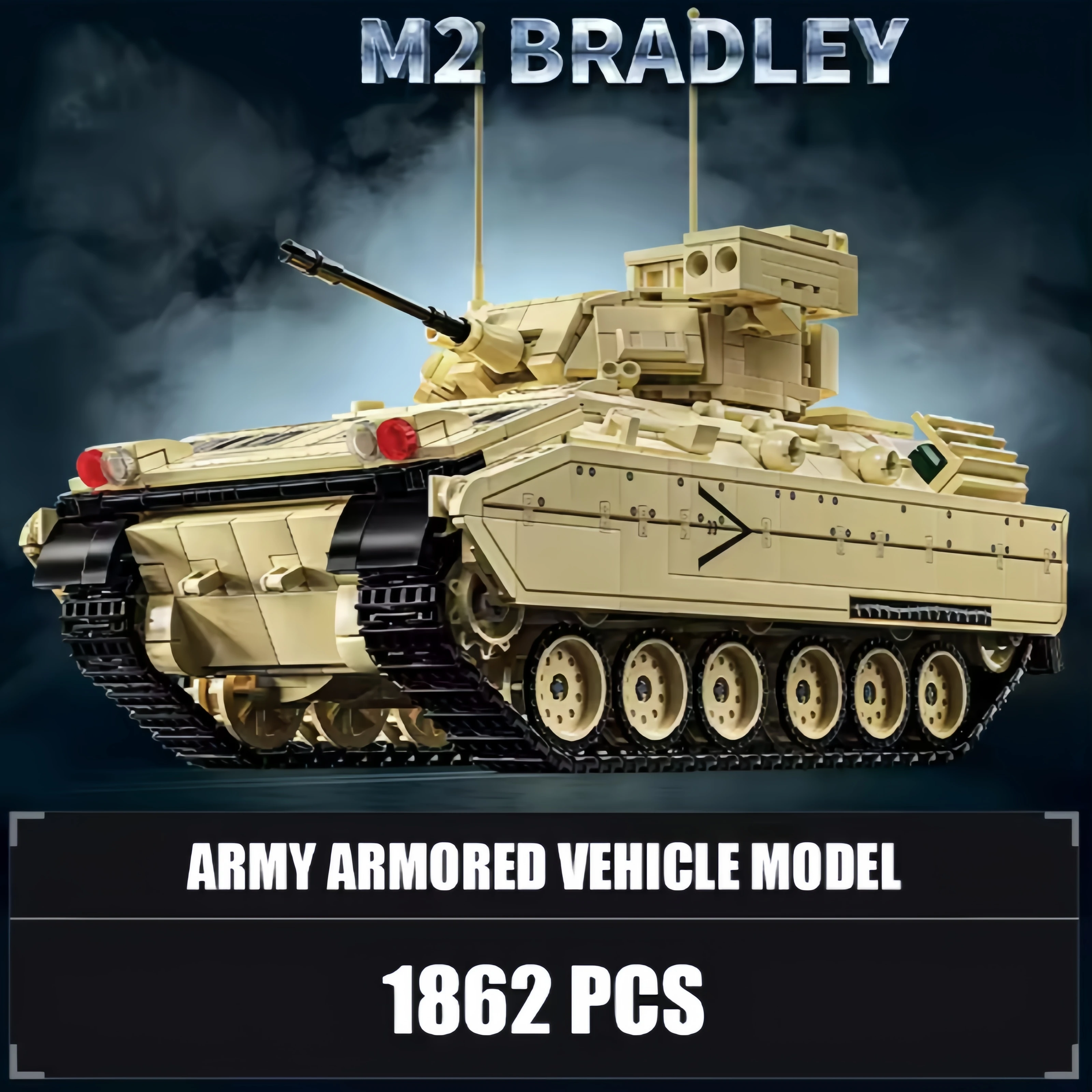 Militärisches M2 Bradley Kampffahrzeug Baukasten Schweres Kettenfahrzeug Panzerfahrzeug Bausteine Spielzeug Geschenk für Jungen – Detail 7