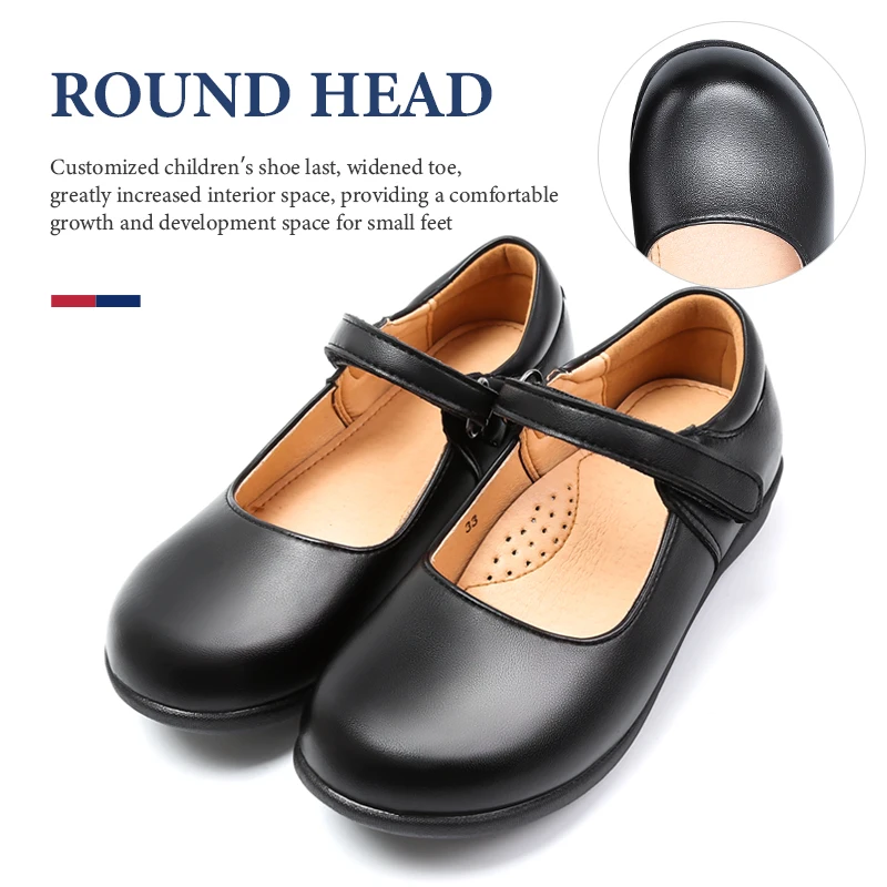 Comfortable Princess Shoes Black Soft-soled Leather Shoes Princess Girl Shoe Huaraches of Girls From 3 to 12 Years Old Mother