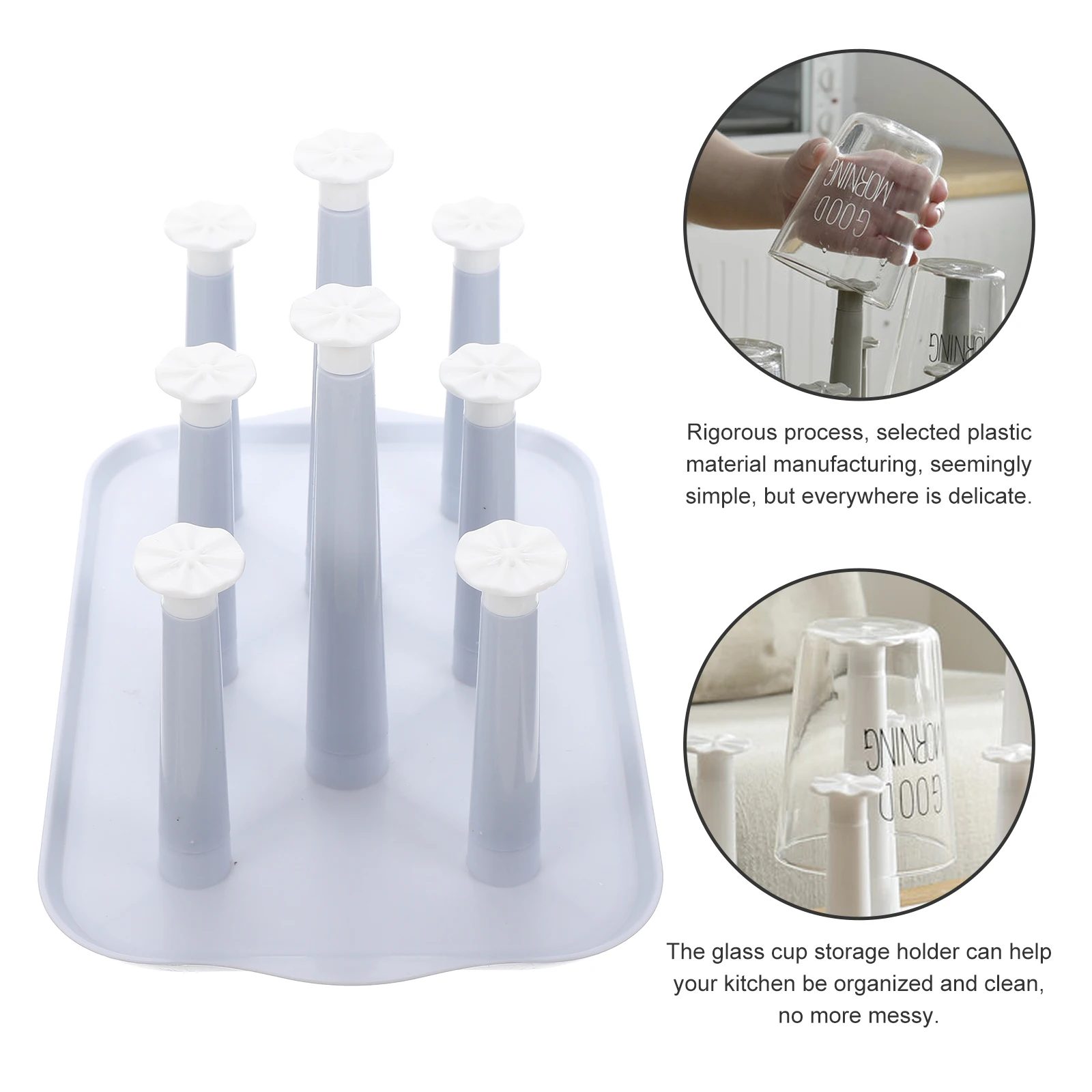 

Cup Rack Draining Drinking Glass Drying Stand Glasses Plastic Short Mug Holder Travel