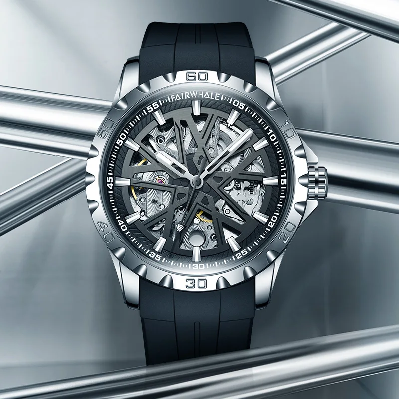 MARK FAIRWHALE brand men's fully automatic skeletonized mechanical watch, a best-selling light luxury watch