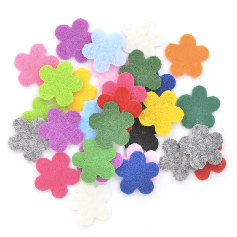 200 Pz 20mm Tessuto Misto Toppe Fiore Non Tessuto Feltro Appliques per Artigianato Vestiti Cucito FAI DA TE Scrapbooking Accessori