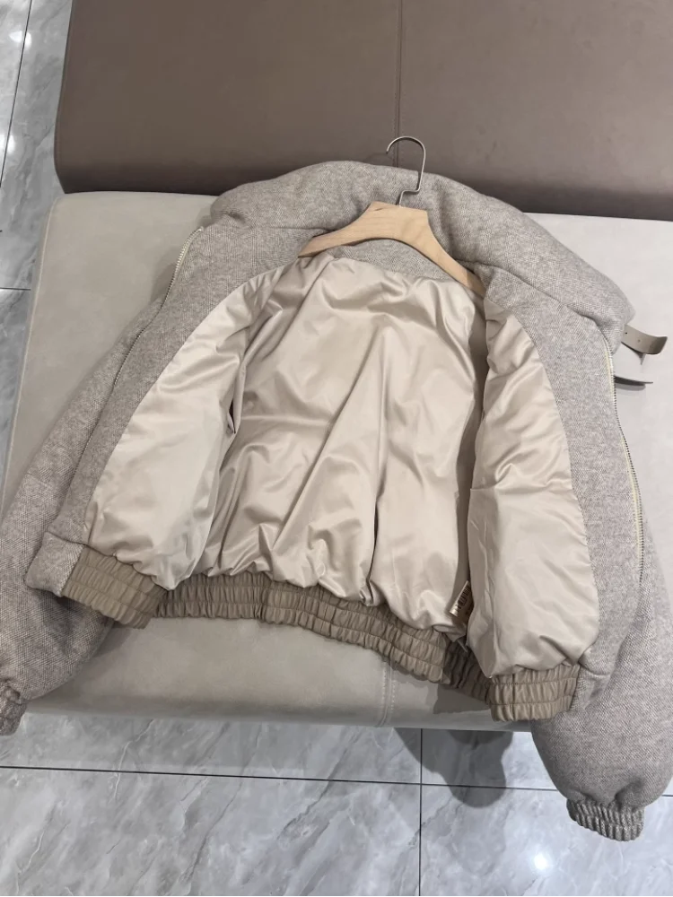 High Quality Luxurious Cashmere Down Paneled Bomber