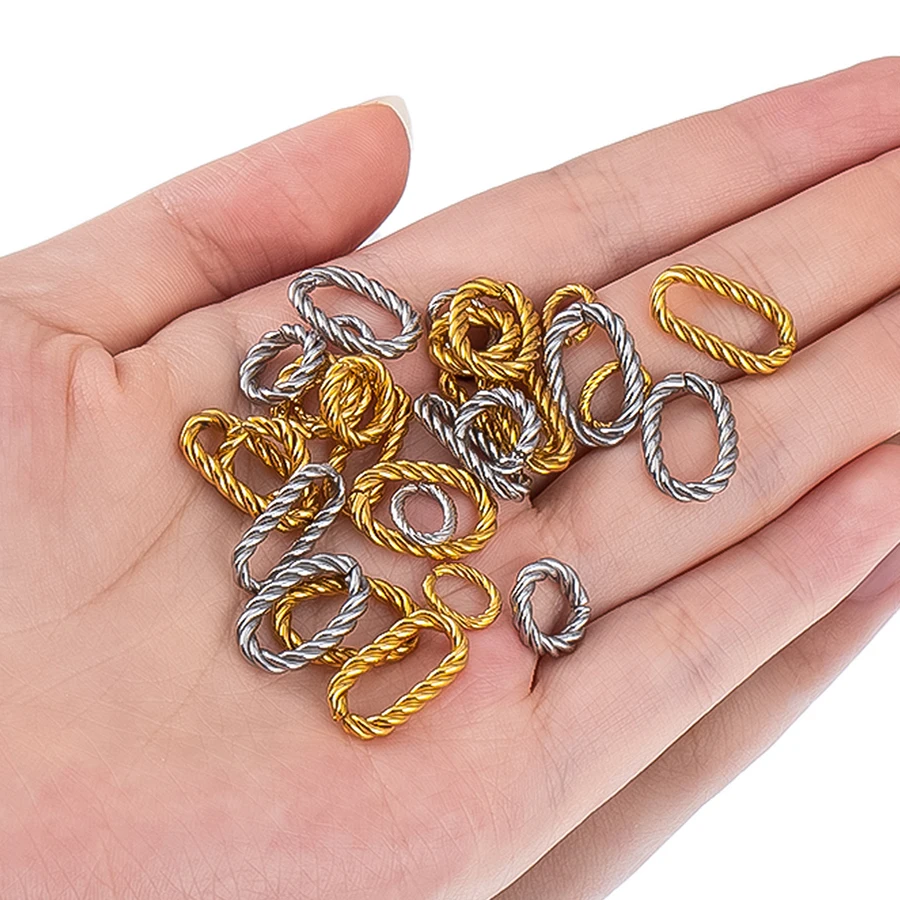

10pcs 20pcs Stainless Steel Oval Charms Geometric Connectors Jewelry Making Necklace Bracelets Twist Open Connection Jump Rings