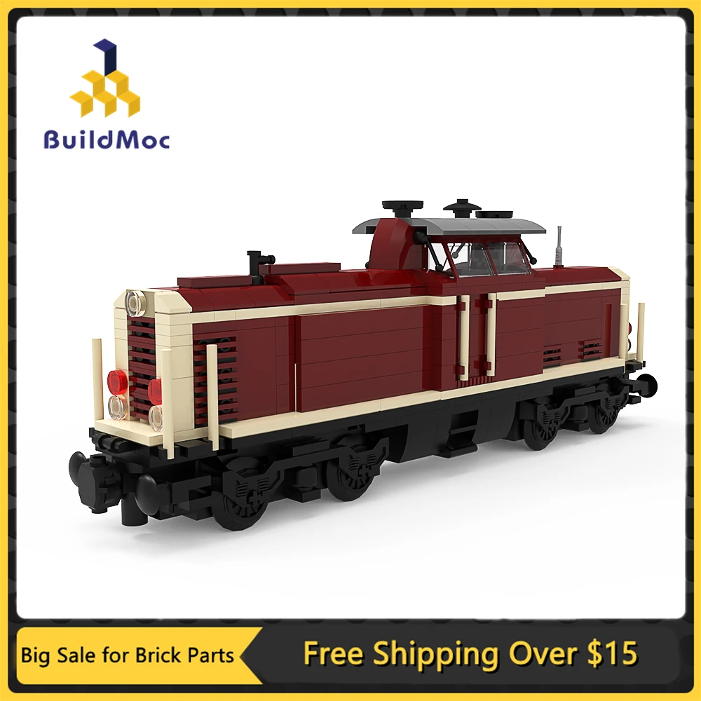 

MOC Train Building Blocks Kit V100 German Cargo Locomotive Railway Carriage Railroad City Collection Brick DIY Toys Gift For Kid