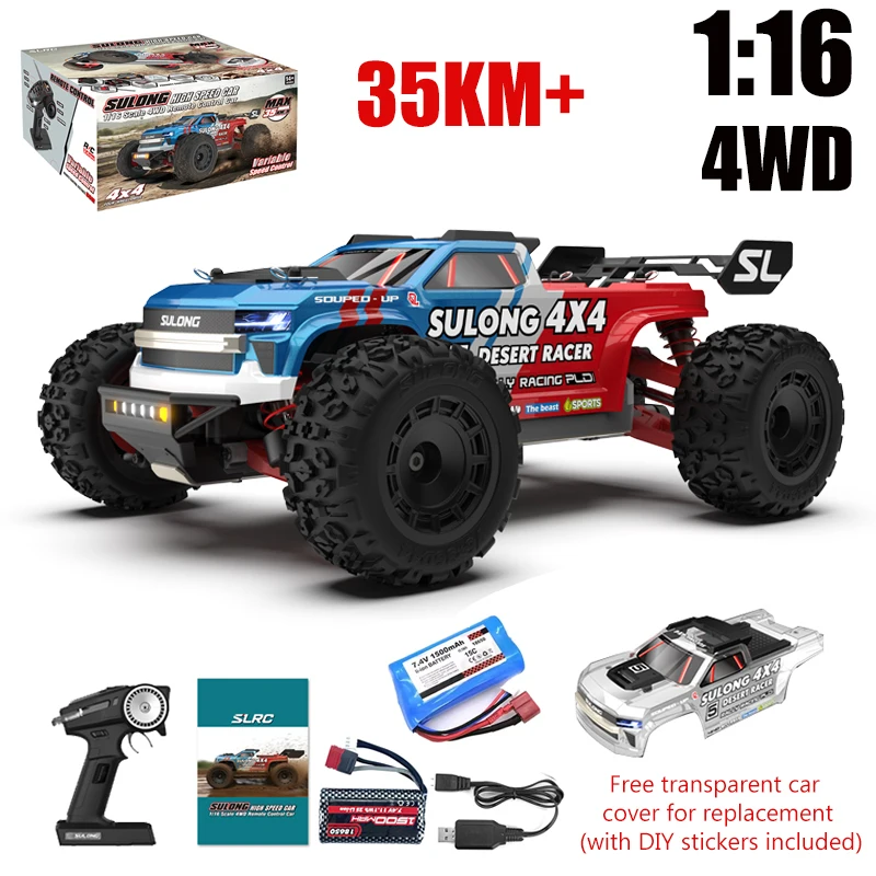 1:16 35KM/H 4WD RC Car LED Remote Control Cars High Speed Drift Monster Truck for Kids vs Wltoys 144001 Toys Racing Vehicle