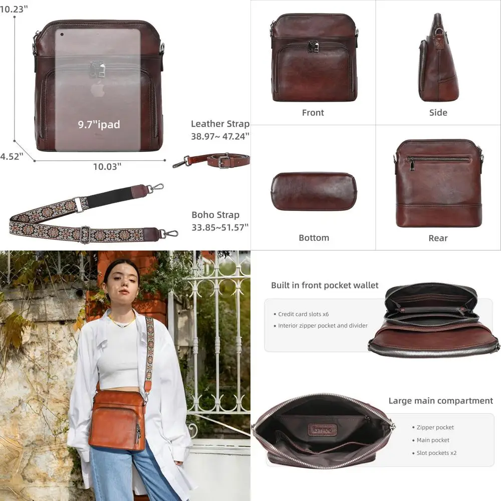 

Women's Crossbody Bags: Medium Lightweight Multi-Pocket Shoulder Bag for Travel and Functionality