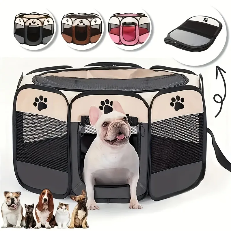 

Portable pet cage, cat carrier, foldable dog run, octagonal puppy run, dog, cat and rabbit, indoor run den