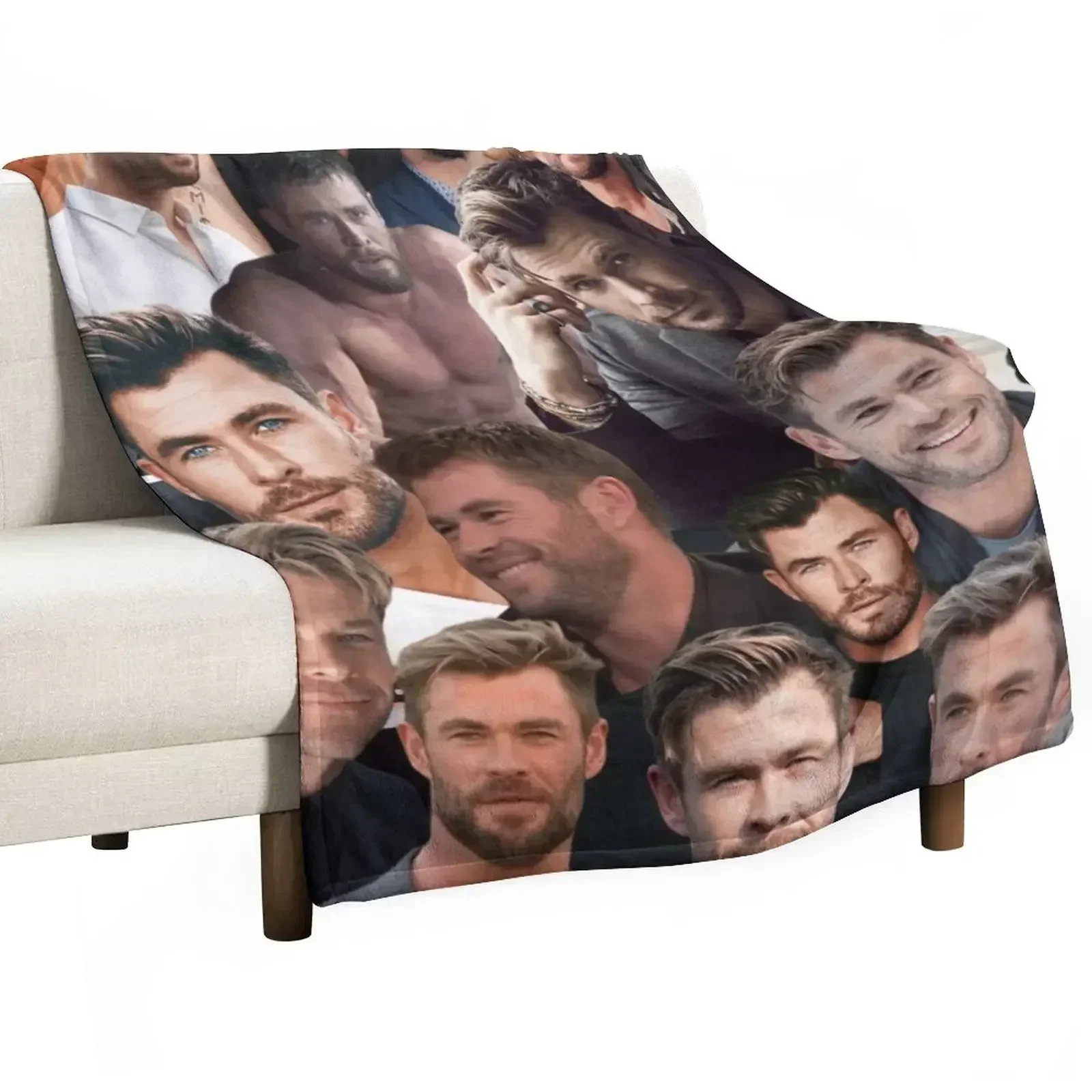 Chris Hemsworth photo collage Throw Blanket Thermal Polar Blankets