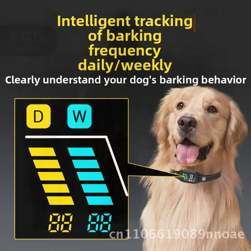 طوق صدمات كهربائي ذكي مضاد للحروق للكلاب مقاوم للماء مع شاشة ملونة وأوقات نباح سجل سدادة المضطربة باللون الأسود #1