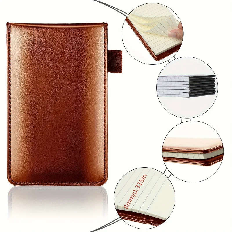 6-Pcs Mini Pocket Notepad Holder Set with 50 Lined Sheets, Metallic Pen, and 4-Piece 3 x 5-Inch Memo Book Refills