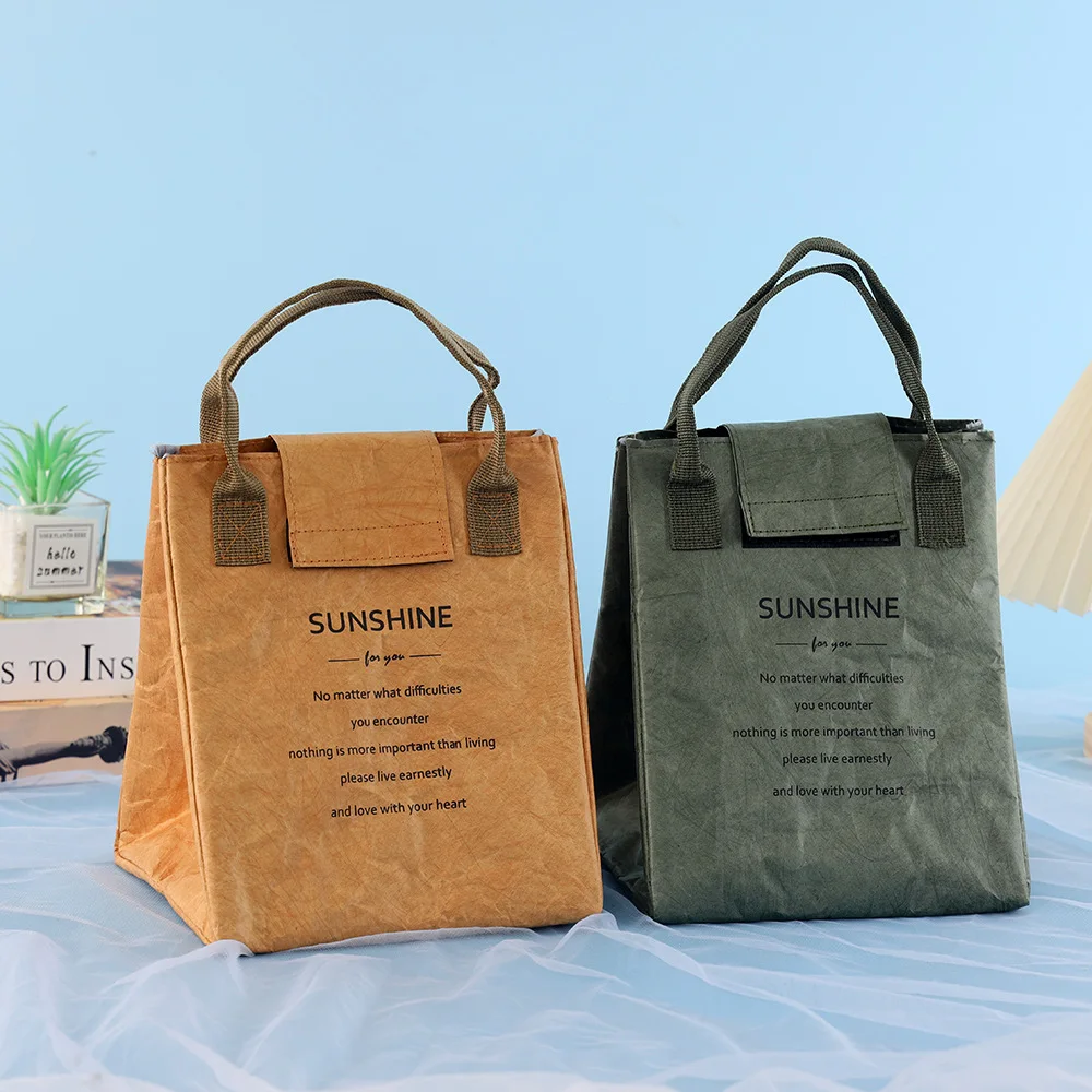 Paper Lunch Bag Waterproof Insulation Bag Lengthen and Thicken Aluminum Foil Japanese Handbag Office Worker Student
