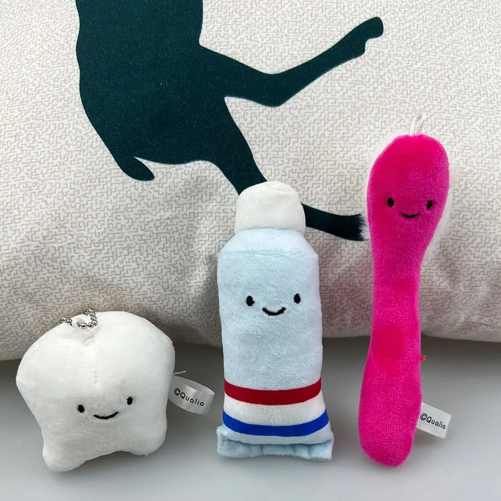 Soft Cartoon Plush Keychains Bag Hanging Pendants Stuffed Decayed Tooth Teeth Virus Toothpaste Car Keyring Kids Dental Gift