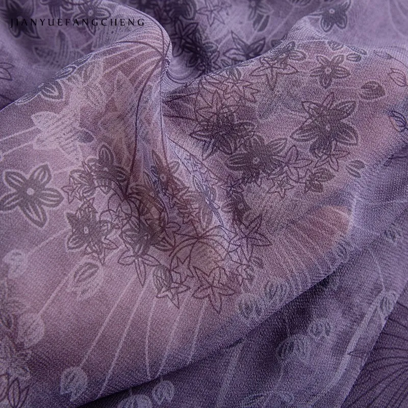 Camicetta stampata in chiffon leggero da donna alla moda Manica lunga Scollo a V Volant Top primavera estate Camicie casual larghe