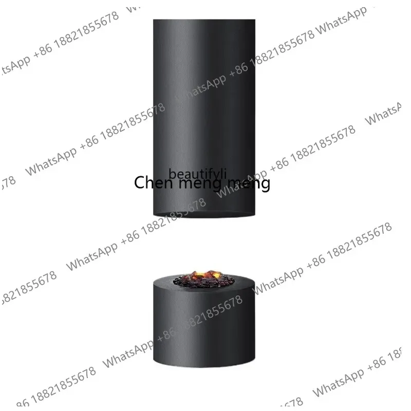 03 Hanging fireplace high-end cylindrical art real fire atomization simulation flame decoration villa homestay heater 3001