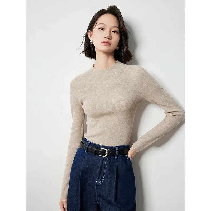 TOYOUTH Knitted Tops 2024 Autumn Winter Long Sleeve Half Turtleneck Warm Solid Color Basic Knit Pullovers Jumpers Sweater Tops