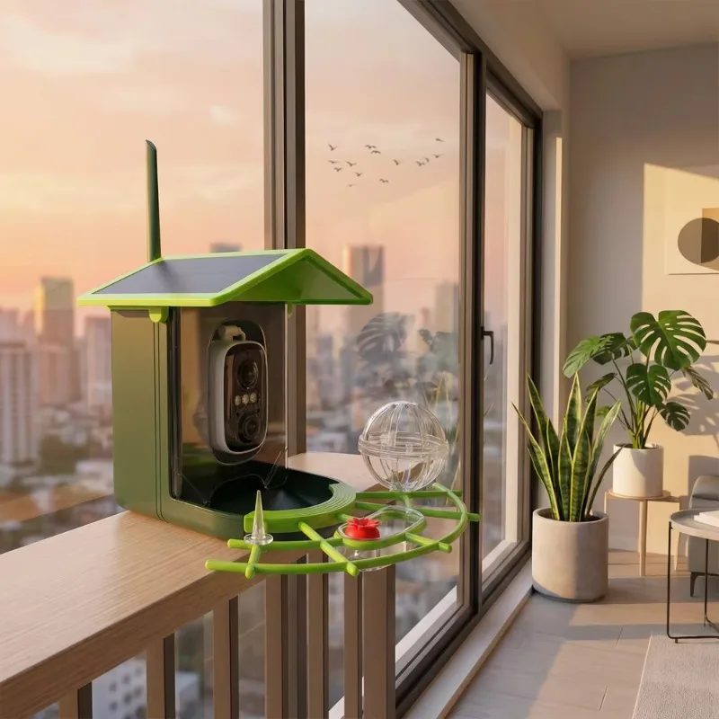

2026 Smart Bird Feeder Camera Plastic Eco-Friendly 2 in 1 Solar Powered 4MP HD Lens Waterproof Capture Footage Antenna Feeding