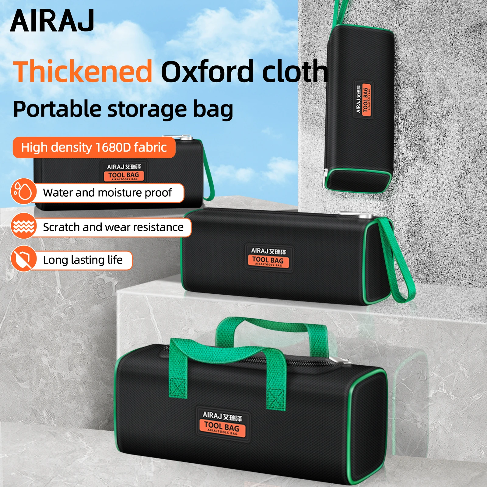 AIRAJ Tool Bag Oxford Cloth Portable StorageBag, Professional Electrician and Carpenter Repair, Home Storage Double Deck HandBag