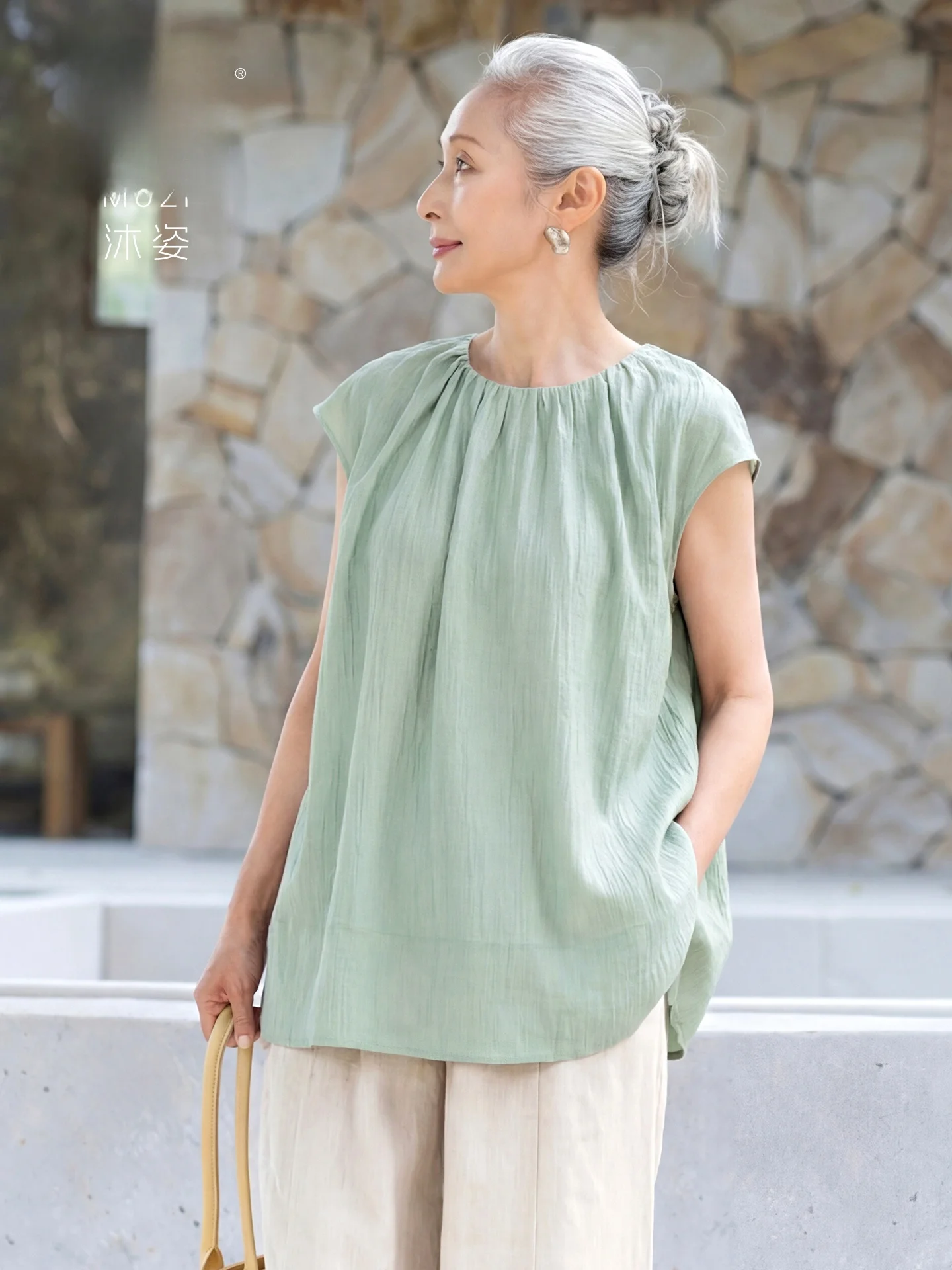 

Elegant Loose Short Sleeve T-Shirt Maternity Summer Wear for Middle-Aged And Elderly Women Breathable Lightweight Comfortable