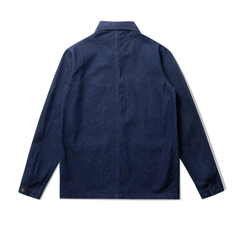 Giacca Cargo Vintage francese da uomo primavera autunno nuovo risvolto primario Multi-tasca lavato vecchia giacca di jeans cappotti Cardigan Casual retrò