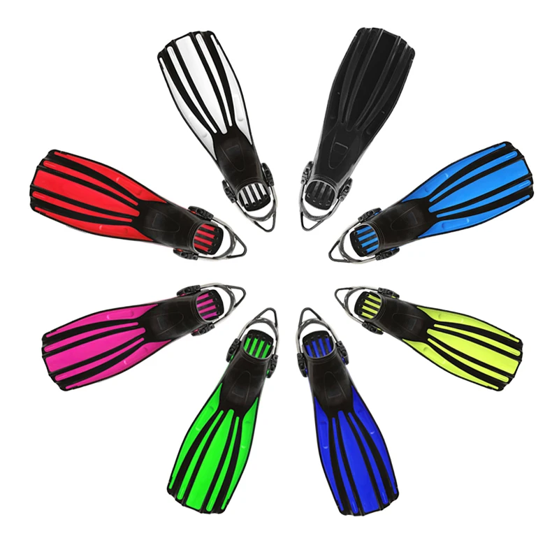 Waterproof Open‑Heel Scuba‑Diving Fins For Adults, Rubber‑Stainless‑Steel Construction, Multi‑Sizes Optional Colors