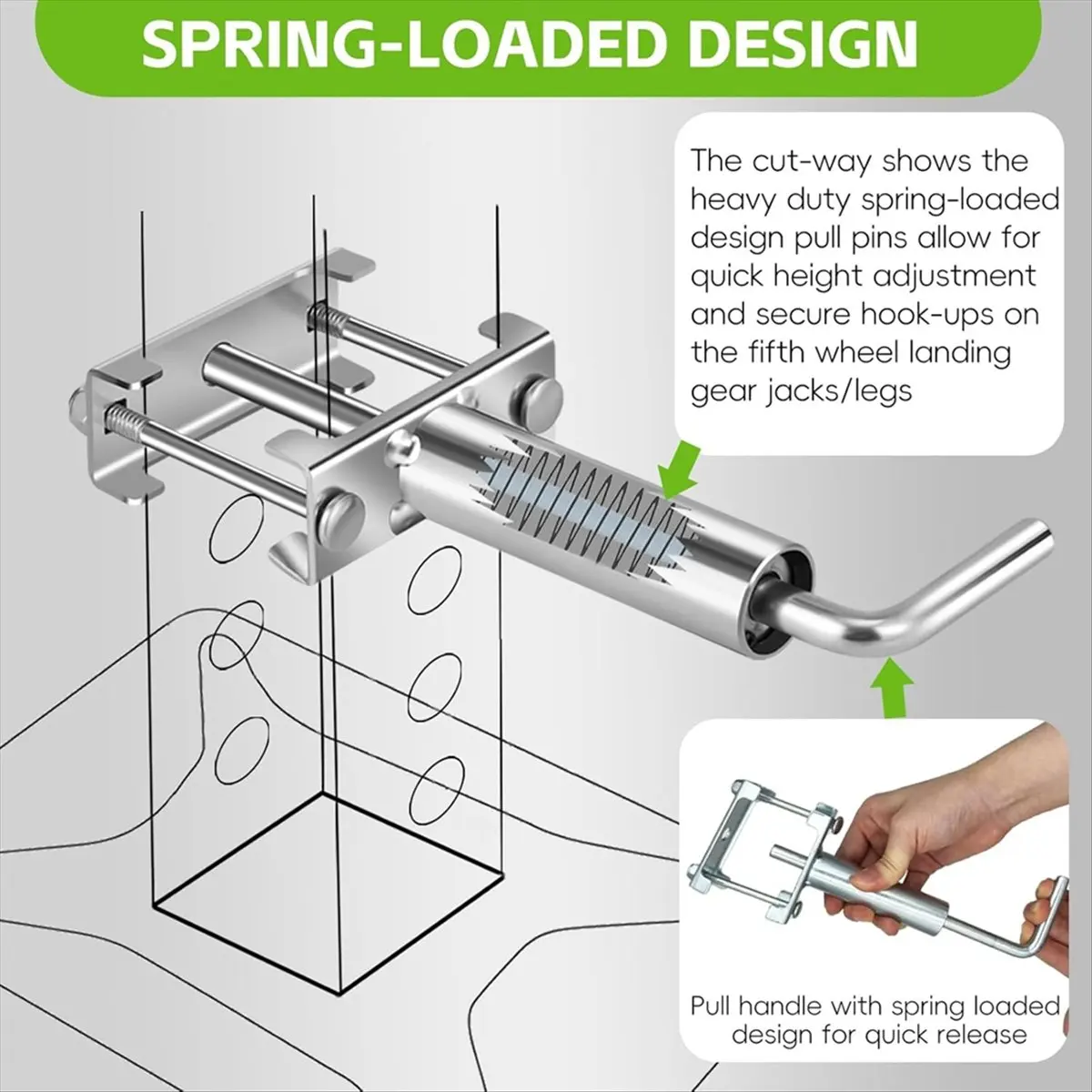 Budget-Friendly-308287 RV Fifth Wheel Landing Gear Quick Release Pull Pin, 2 PCS Fifth Wheel for RV Motorhome