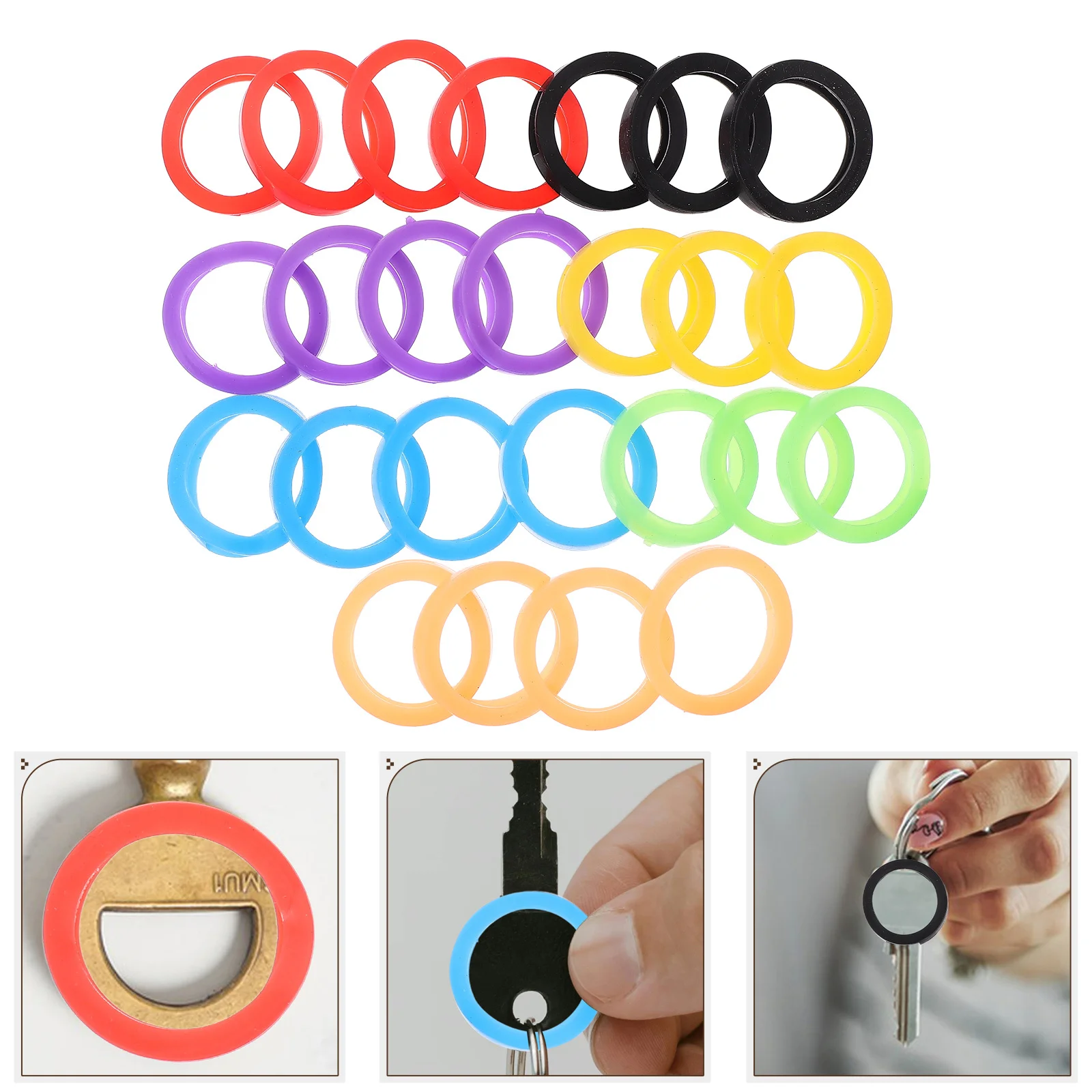 

25Pcs Silicone Key Covers Caps Colorful Identifiers Soft Grip Markers Tags for Keys Mixed Color Colored Key Ring
