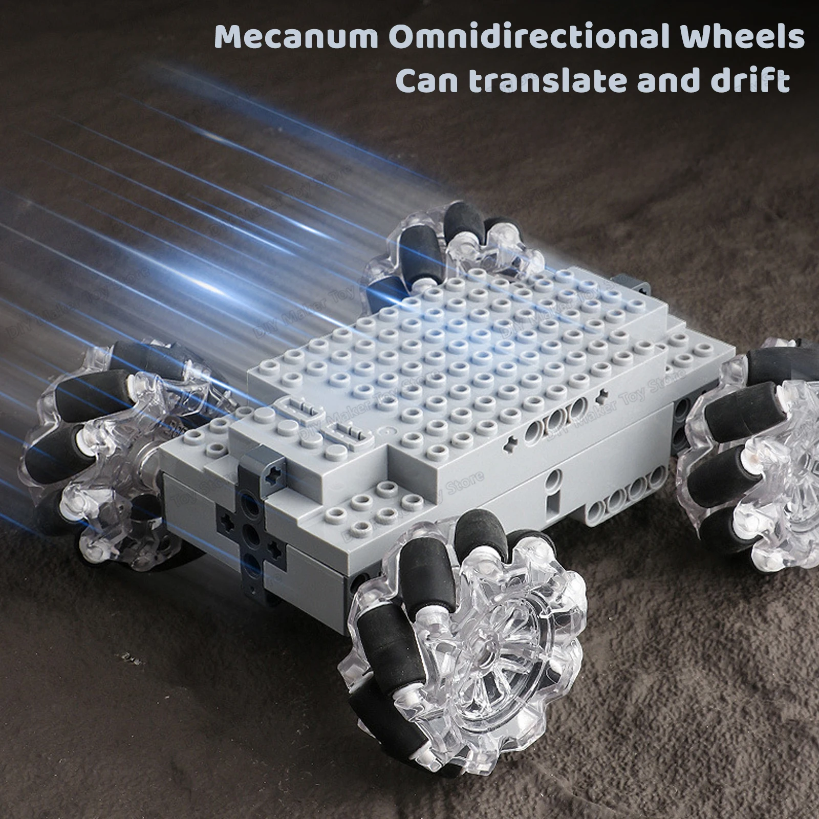 MOC Elektrische Technische 4WD Tank/Auto Chassis Mecanum Omnidirektionale Räder Stunt Drift Power Fahrzeug Baustein Spielzeug Kind geschenk