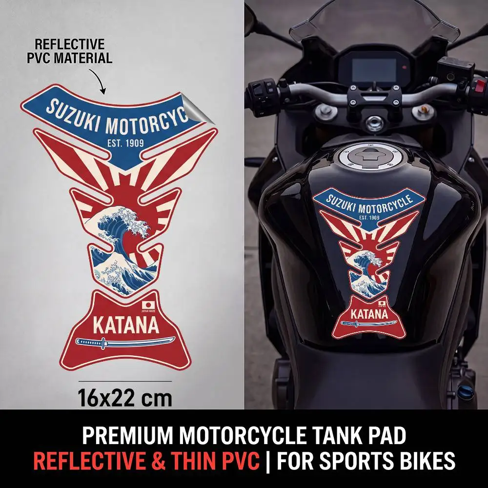 

FOR SUZUKI Motorcycle PVC Tank Pad Tank Cap Protector Racing Sticker Universal