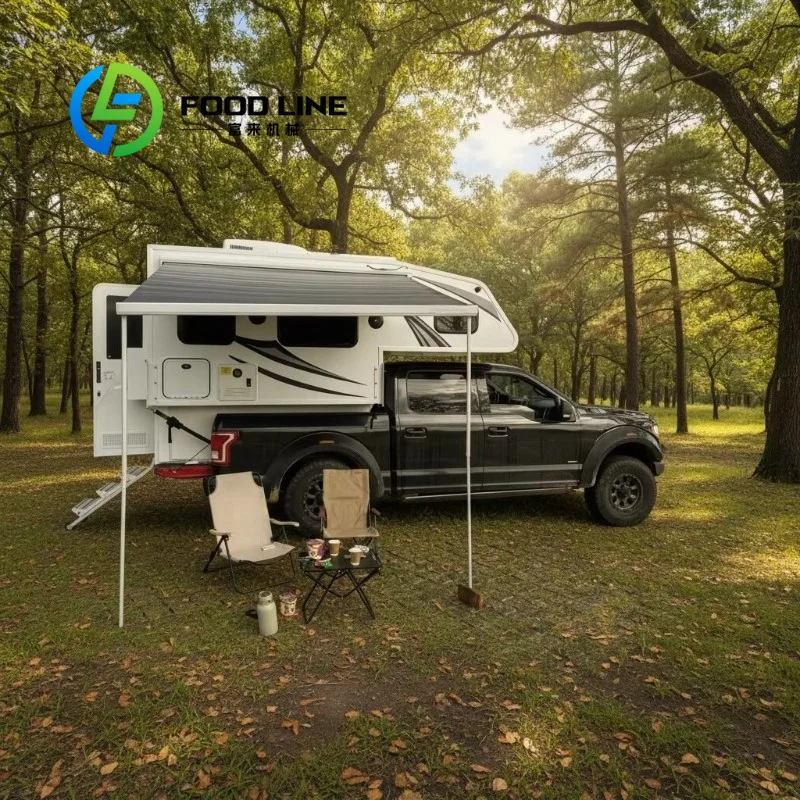 4X4 Slide-In Pick-Up Truck Camper Fiberglass Mini Caravan Foldable Roof Lightweight Overland Rooftop Awning Tent Outdoor Camping