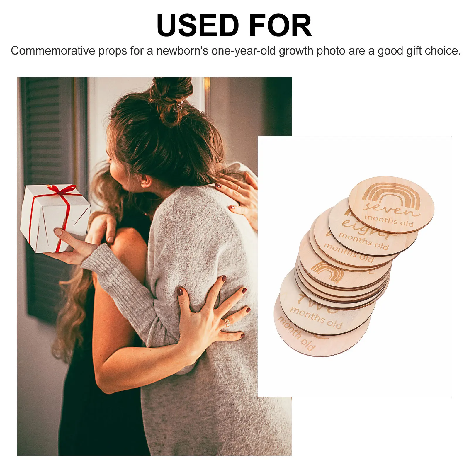 

13Pcs Baby Growth Recording Cards Wooden Monthly Milestone Photo Props Newborn Photography Commemorative Memory Photo Cards