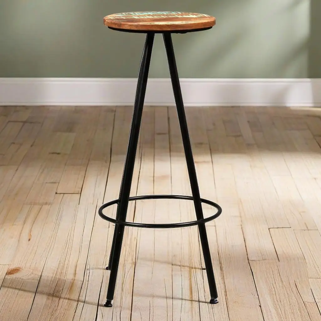 4 PCS Solid Reclaimed Wood Bar Stools - Stylish & Durable Seating for Kitchen or Home Bar