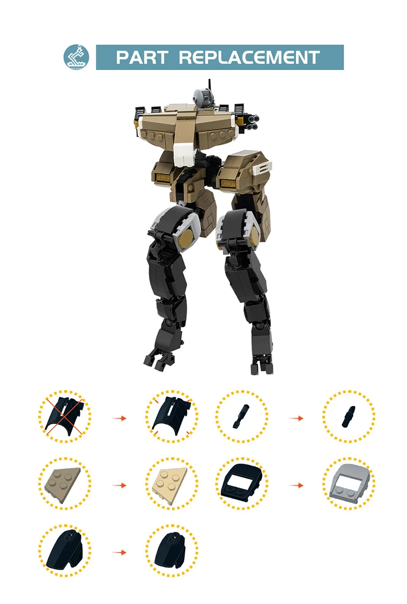 Moc Game Mech z serii metalowych robotów klocki do budowy montażu figurki postaci robota Mech Gekkoed zabawka z klocków prezent dla dziecka