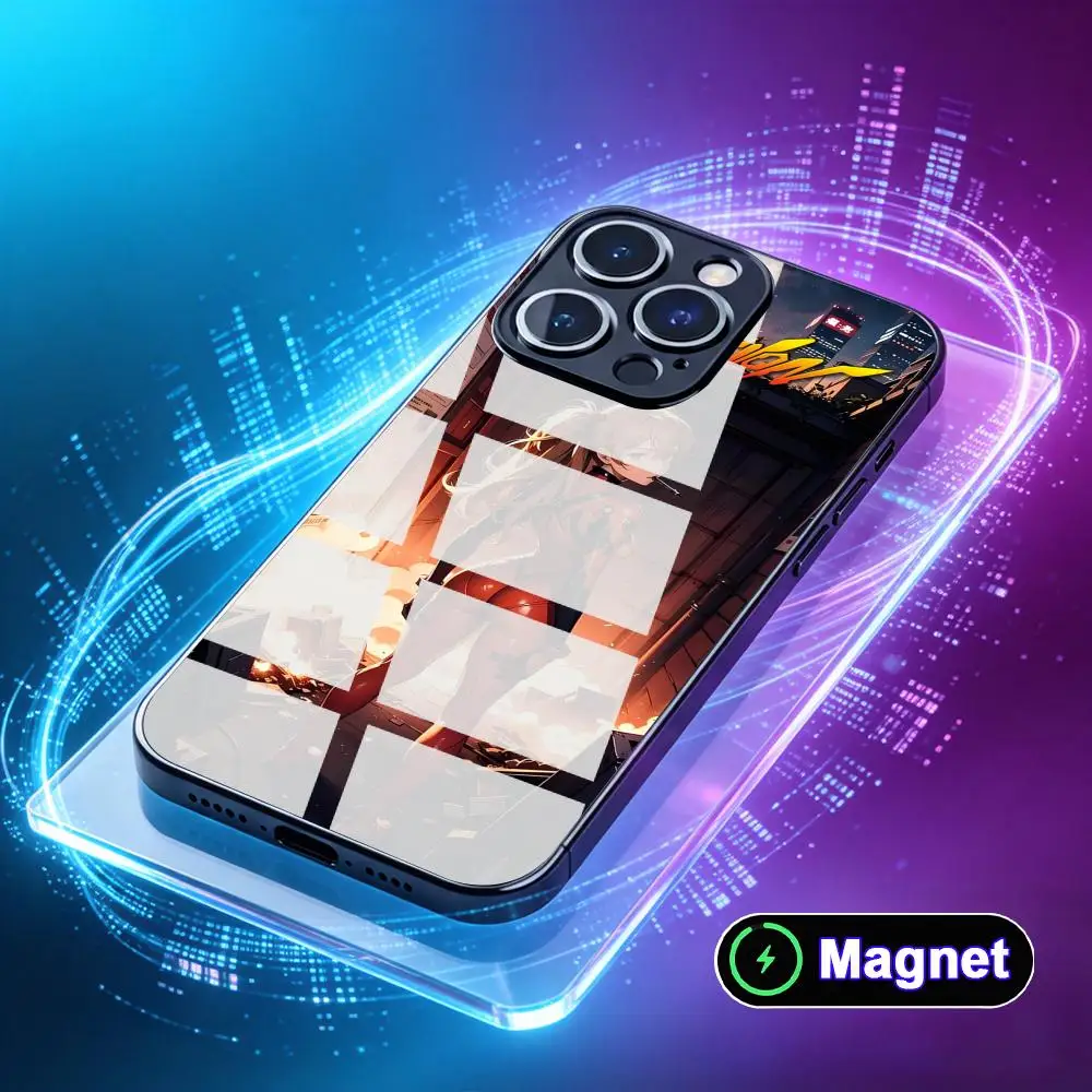 

EVAN Asuka Glass Magnet Mobile Phone Case for iPhone 17 16 15 14 13 12 11 Air Pro Max Plus Mini Colorful Cover