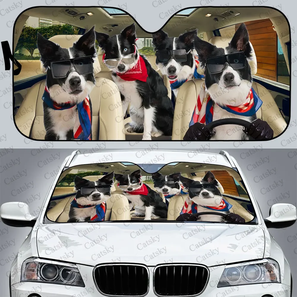 Collie Car Sunshade,Car Decor Animal Dog Lover Gift,Windscreen Sunshield for Car Window Sunshade Cover Foldable Uv Ray Reflector