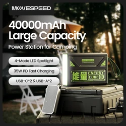 MOVESPEED Z40 40000mAh Power Bank 35W Fast Charge Powerbank with LED Flashlight External Battery for Outdoor Camping Travel