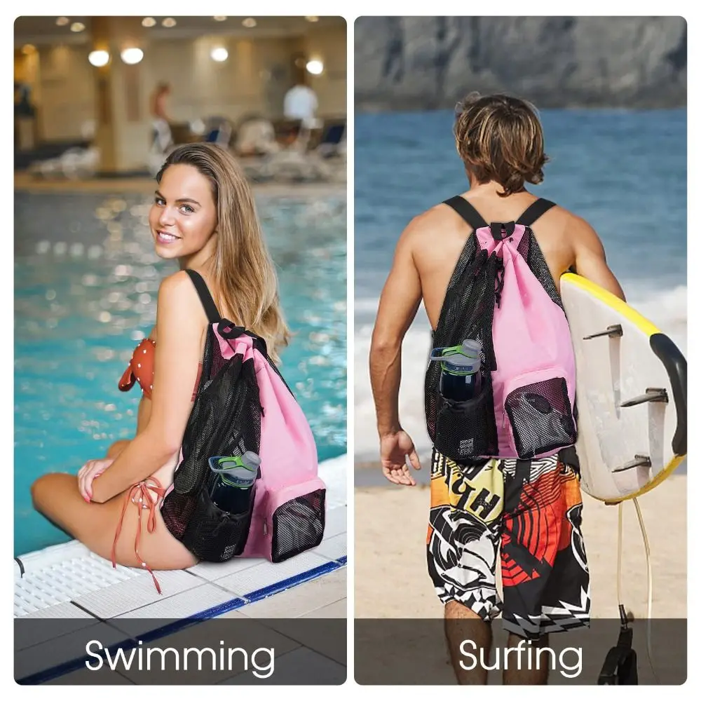 Mesh Swim Bag Durable Nylon Wet Pocket Beach Backpack Swimming Workout Gear Drawstring Backpack Swimmers