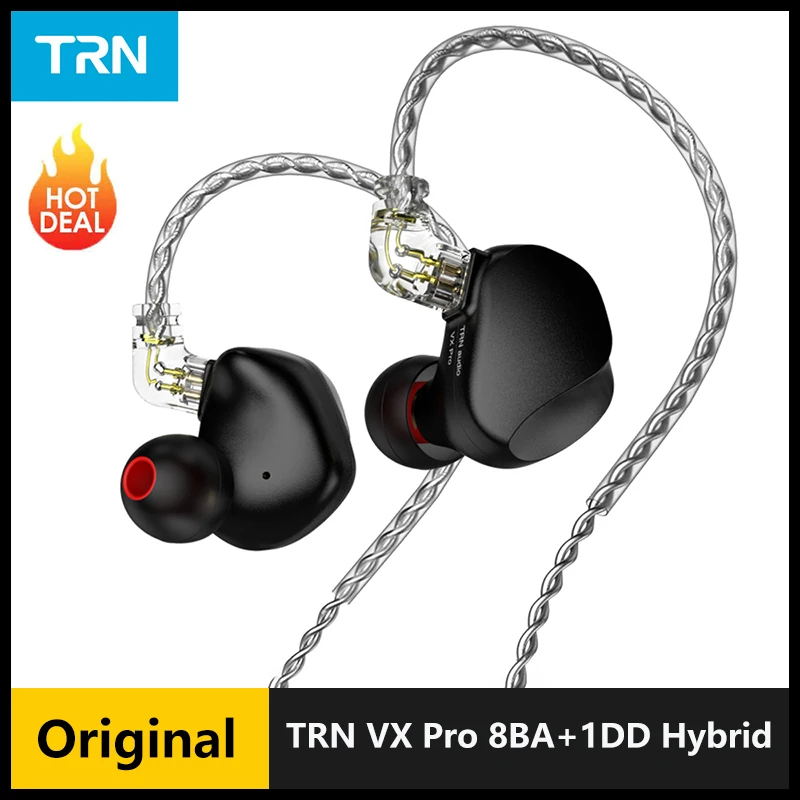 

TRN VX Pro 8BA+1DD Hybrid Metal In Ear Earphones IEM HIFI Monitor Running Headphones Earplug Headset BAX MT3 For Xiaomi Iphone