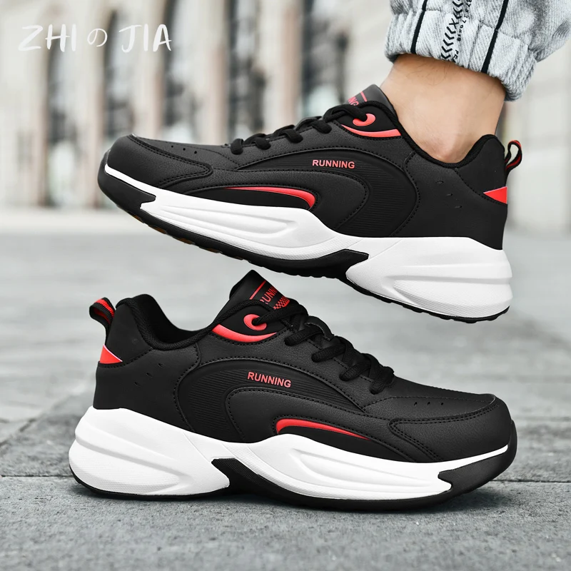 Autumn Winter New Leather Sports Casual Shoes Men\'s Extra Large Lightweight Comfortable Running Footwear Outdoor Fitness Shoes