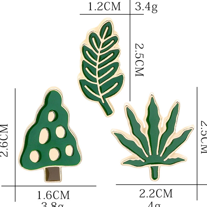 3 styles Leaves Enamel Pin Pine Maple Willow Brooch Backpack Clothes Lapel Tree Jewelry Gift for Friends