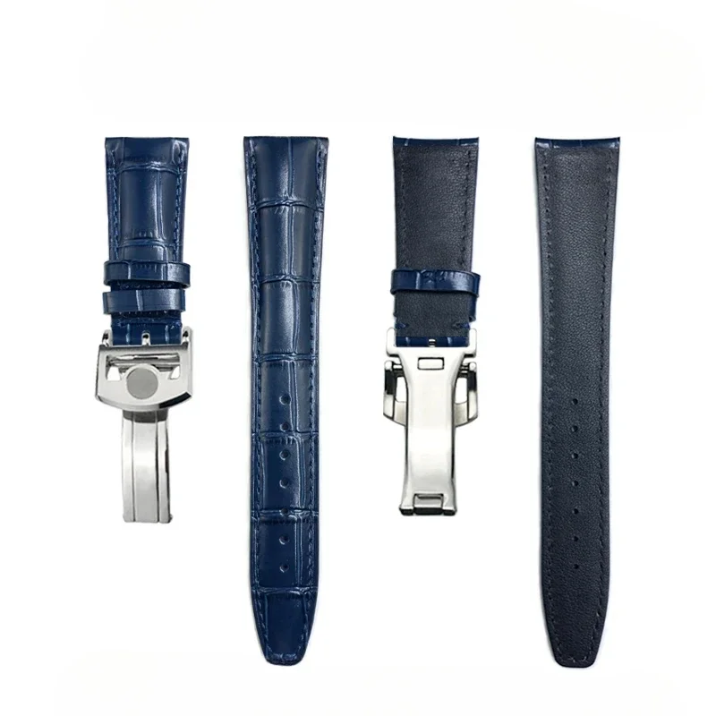 الجلد الحقيقي 20 مللي متر 21 مللي متر 22 مللي متر حزام ساعة اليد ل IWC Portugieser الطيار الساعات بورتوفينو براون أسود أزرق جلد البقر حزام الساعات رجالي