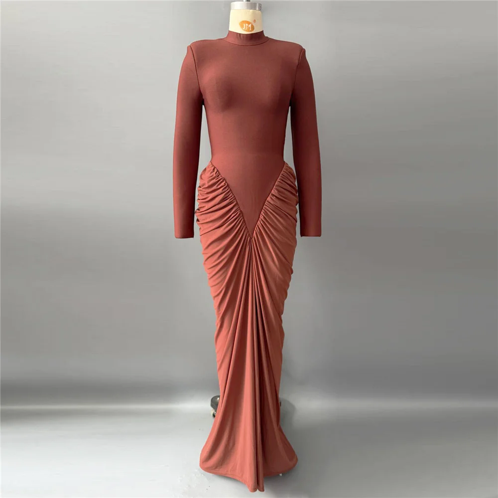 Abito da sera da donna estivo 2026, corsetto elasticizzato, abito lungo elegante a collo alto, nuova moda Y2K, pieghe, reggiseno per abito da festa