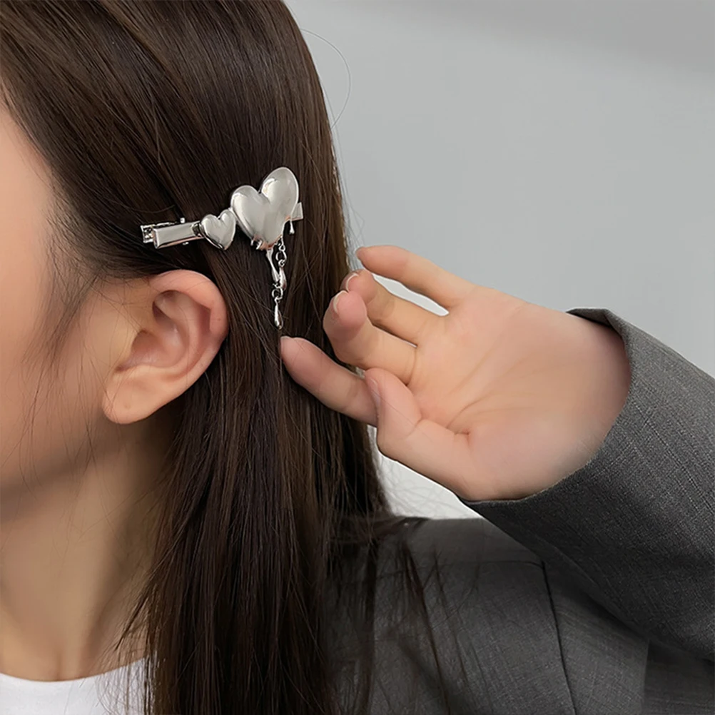 

2pcs Heart Hairpin Decoration Alloy Love Barrettes For Women Girls Elegant Portable Hair Clips Exquisite Decorative Accessories