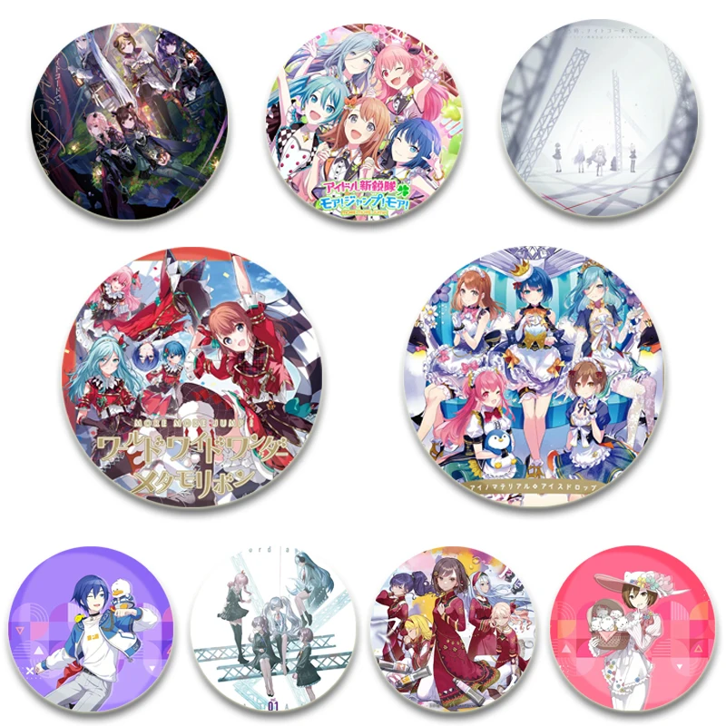 58/44/32MM Miku Emu Rin Len Luka Lapel Pins Cartoon Badge Brooches for Clothes Jewelry Accessories Gifts with Friends