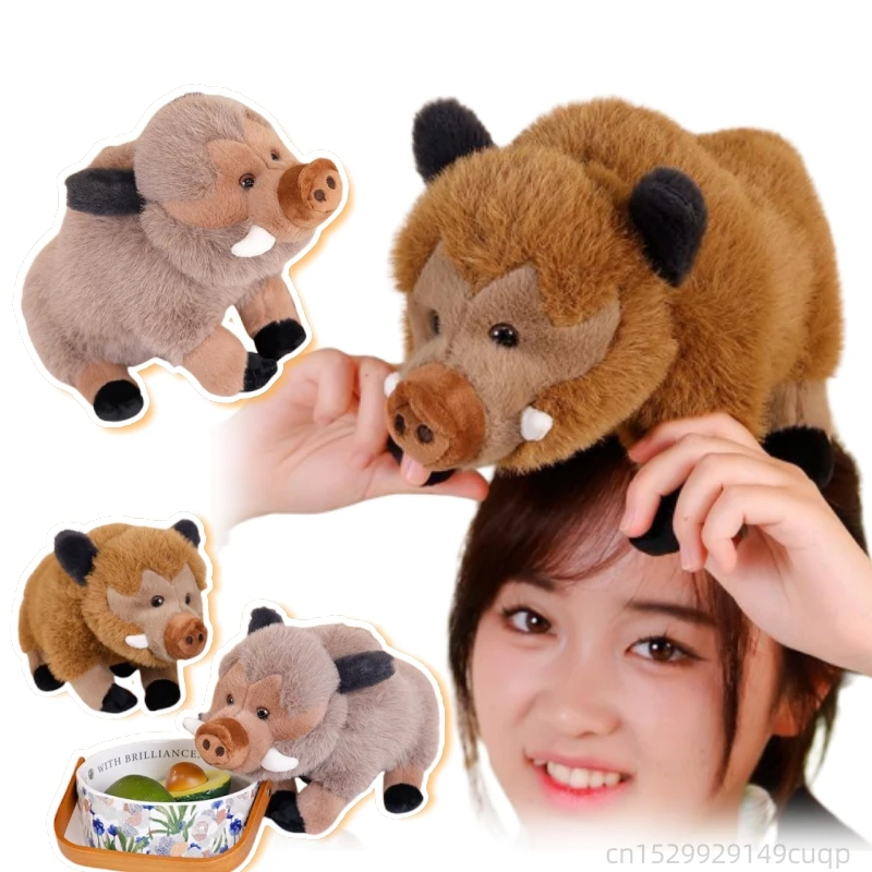 25/30cm Simulation Small Wild Pig Plush Toy Long Tusk Long Hair Wild Boar Plush Toy Home Decoration Christmas Gift For Boys