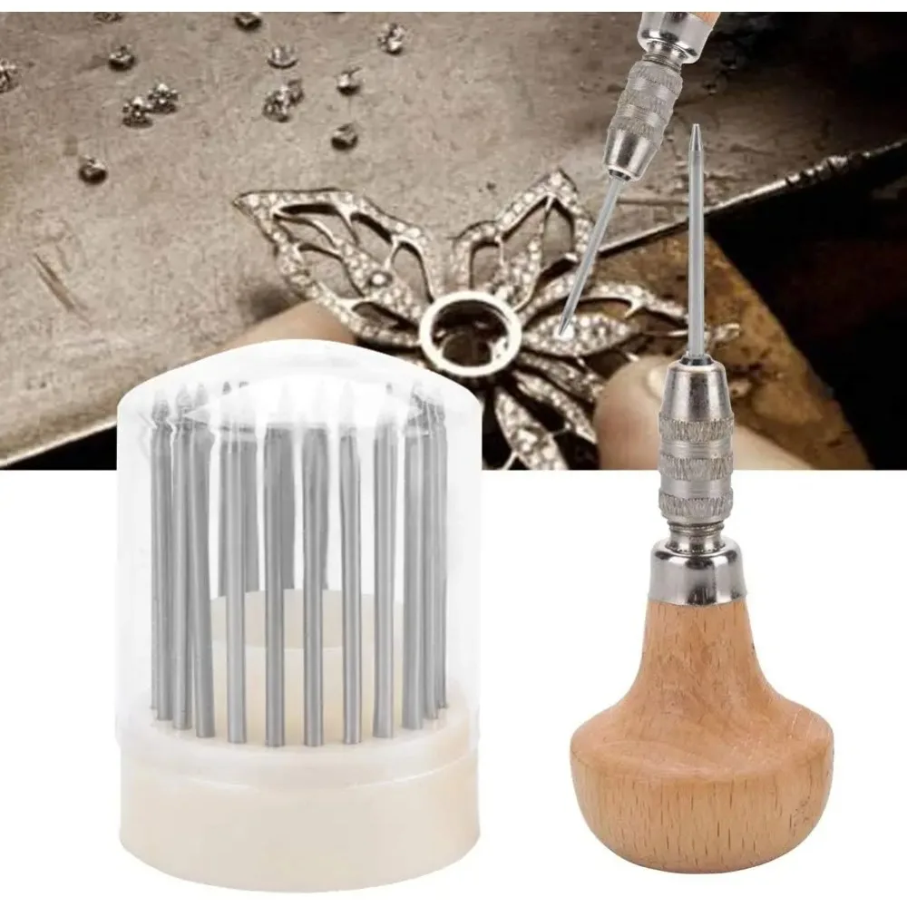 23 Pcs Beader Tips Set,Precision Micro‑Setting Beading Punches with Storage Box for Diamond Pearl Jewelry Stone‑Setting Supplies