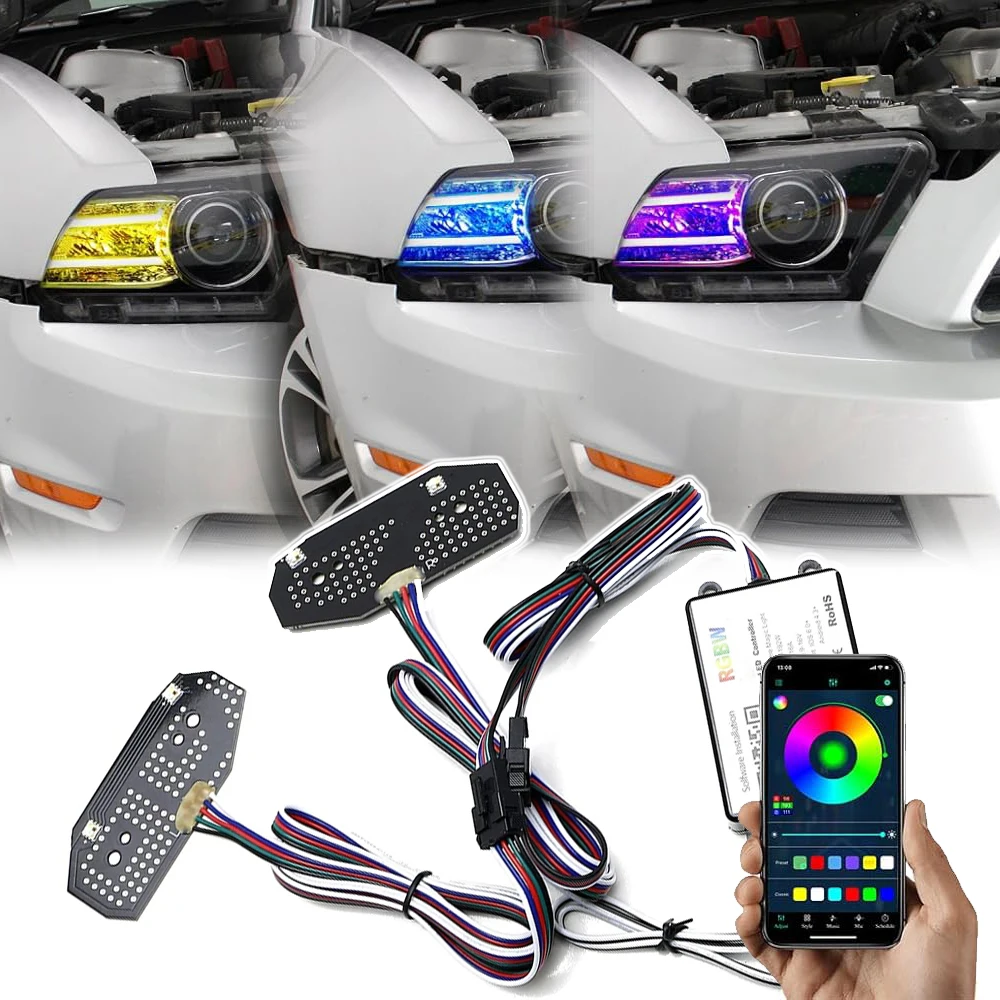 

For Ford Mustang 2013 -2014 Smartphone Remote Controlled RGBW Multicolor LED DRL Board Lighting Kit Auto Accessories Assembly