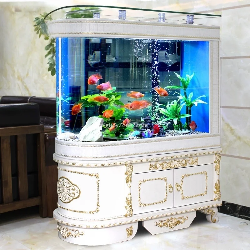 European Bullet Shape Floor Standing Ultra Clear Glass Sump Self Cleaning Ecological Aquarium For Home Living Room