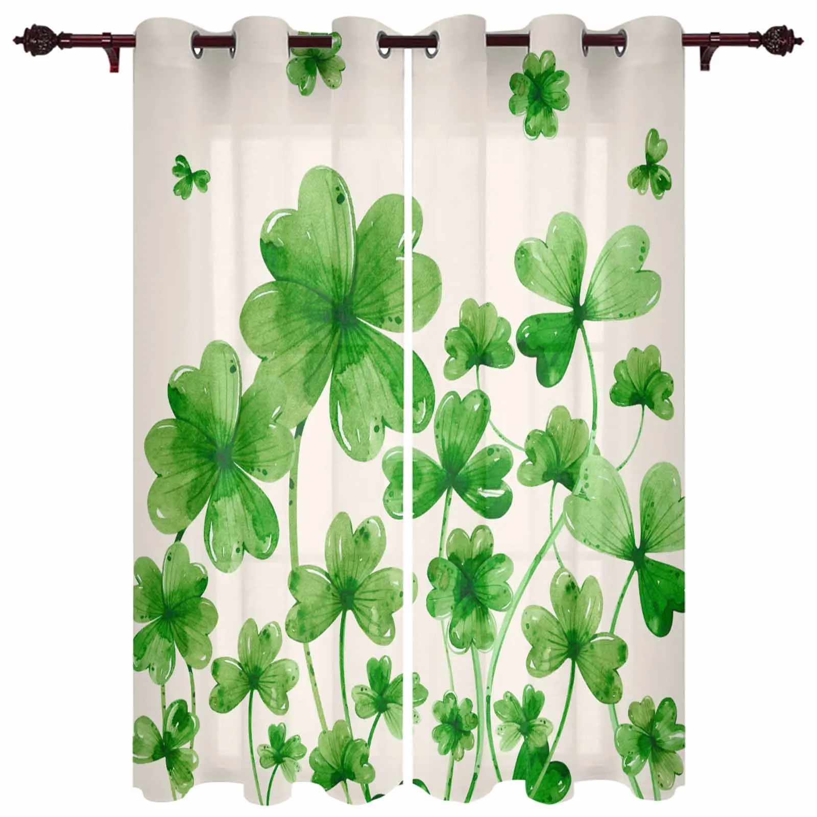 St. Patrick'S Day Clover Plants Modern Window Curtains for Living Room Bedroom Curtain Home Decor Balcony Drapes